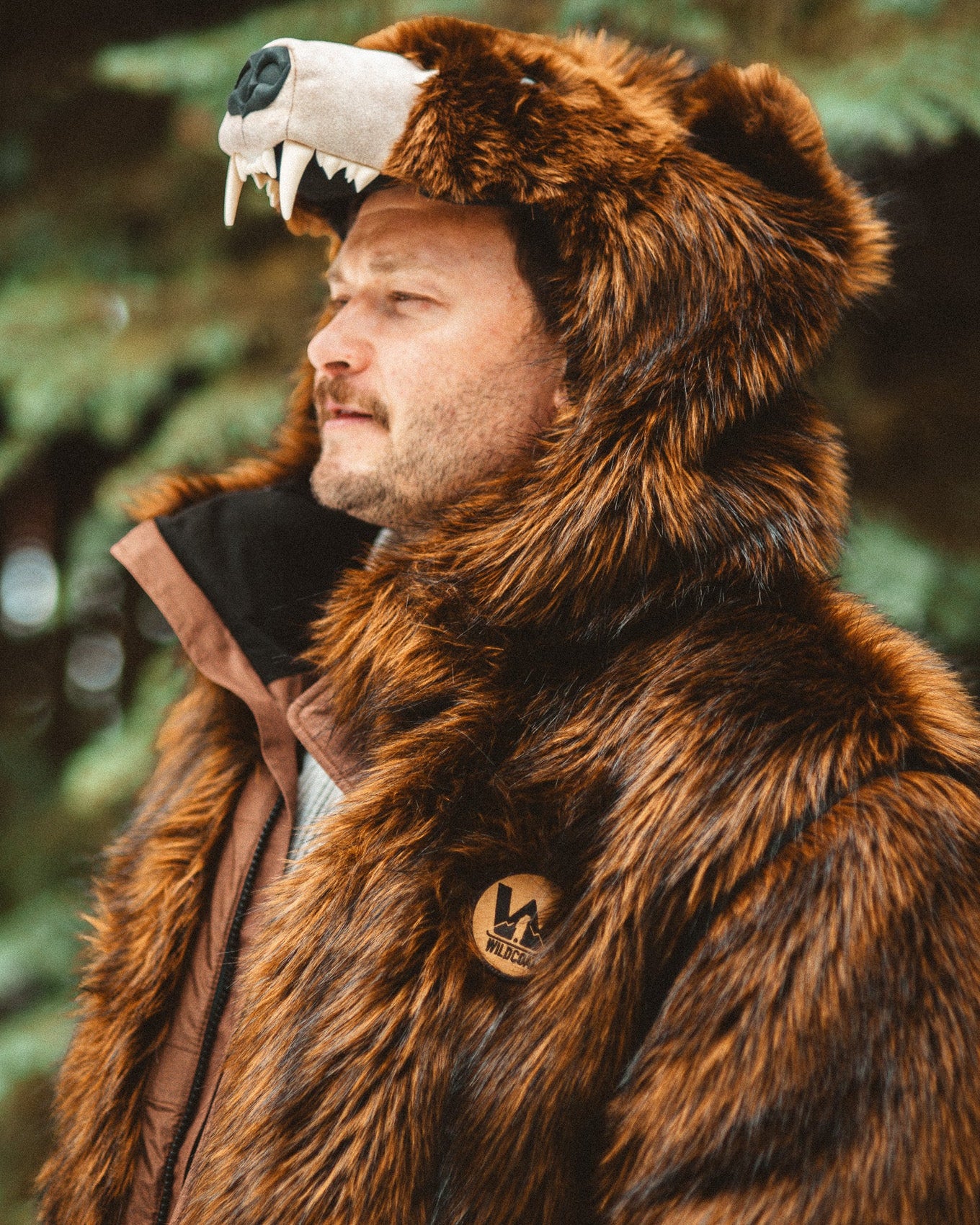 The Wildcoat Grizzly Bear Parka Coat v6, showing the front view with new chest patch