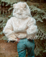The Wildcoat Polar Bear Bomber on female model showing back of coat
