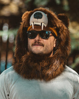 The wildcoat grizzly bearaclava v6, worn fastened and without a helmet