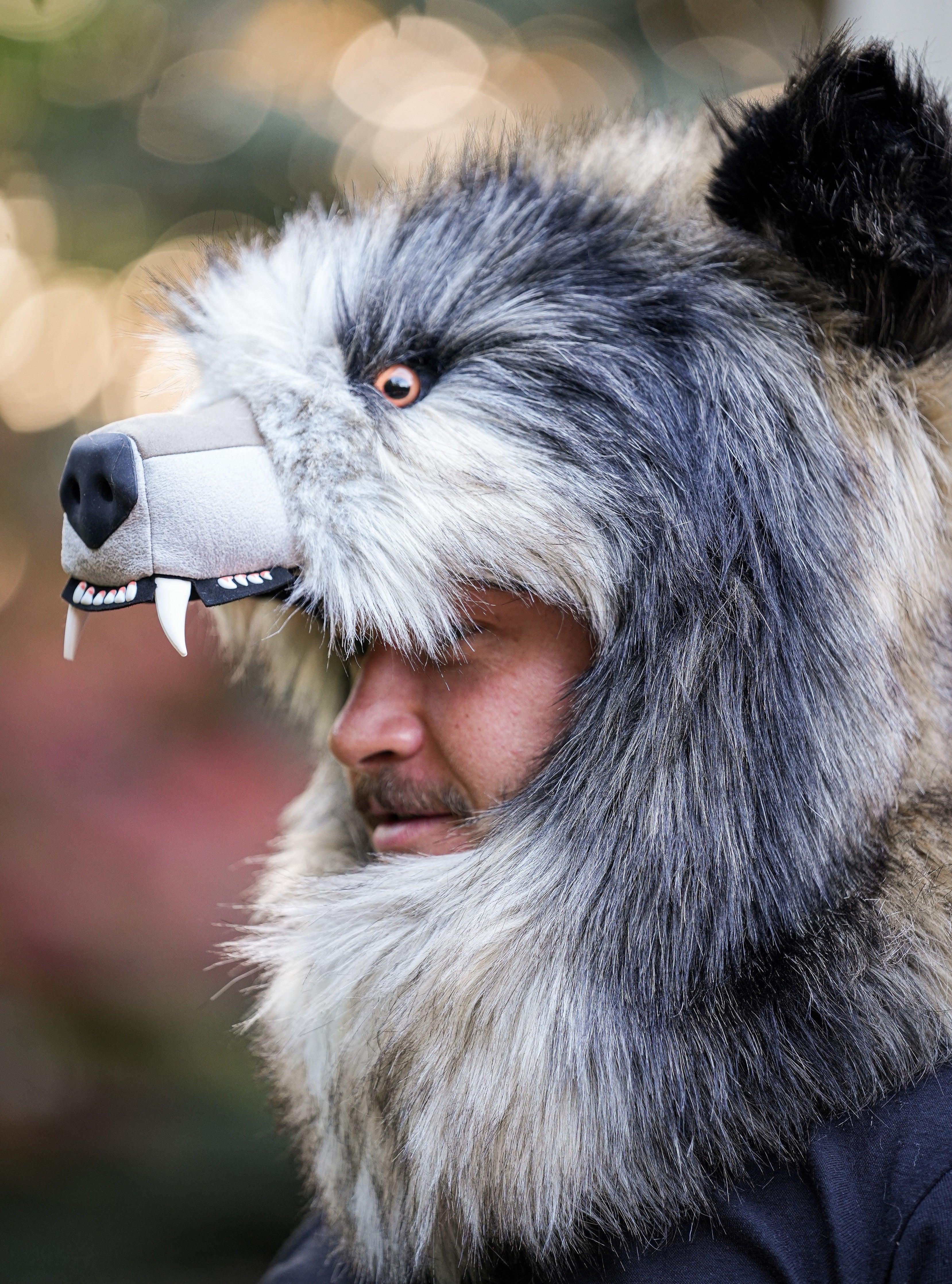 Wolf head fur deals hat